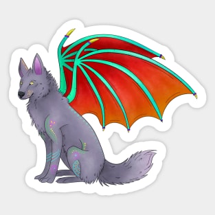 Familiar, Winged Wolf Sticker
